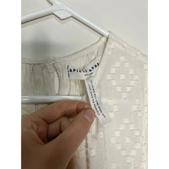 Apiece Apart Dress Womens 4 Sofie Cream Textured Midi Peasant Boho Lightweight - Picture 6 of 14